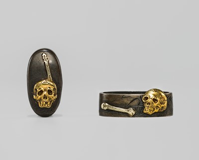 Lot 595 - A FINE SHIBUICHI ‘MEMENTO MORI’ FUCHI AND KASHIRA