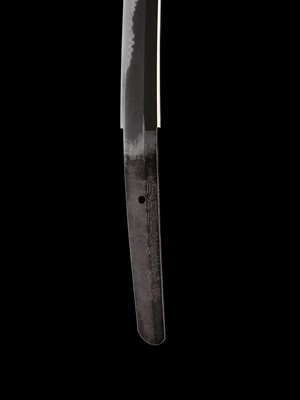 SUKENAGA: A WAKIZASHI IN SUPERB LACQUER ‘KIRI, KATABAMI AND KIKU’ KOSHIRAE, THE BLADE WITH NBTHK TOKUBETSU HOZON TOKEN CERTIFICATE