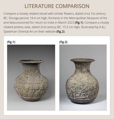Lot 104 - A RARE AND REMARKABLY FINE CHANDRAKETUGARH POTTERY VASE, SHUNGA PERIOD, 2ND-1ST CENTURY BC