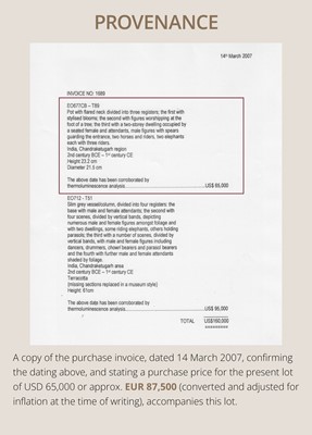 Lot 104 - A RARE AND REMARKABLY FINE CHANDRAKETUGARH POTTERY VASE, SHUNGA PERIOD, 2ND-1ST CENTURY BC