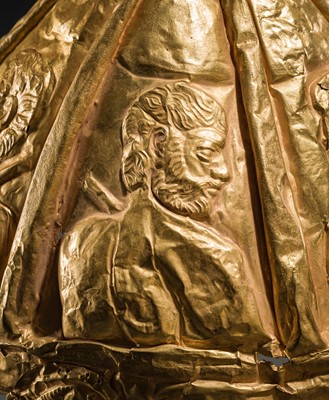 Lot 185 - AN EXCEPTIONAL AND EXTREMELY RARE 23K GOLD RITUAL HELMET, WESTERN EURASIAN STEPPE, POSSIBLY HELLENISTIC OR SCYTHIAN IN THE FIRST MILLENNIUM BC