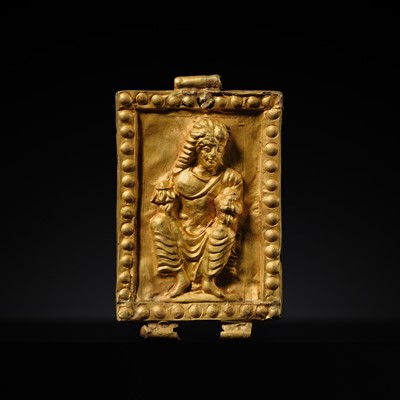 Lot 97 - A GOLD REPOUSSÉ PENDANT OF PADMAPANI, ANCIENT REGION OF GANDHARA