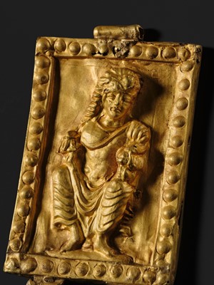 A GOLD REPOUSSÉ PENDANT OF PADMAPANI, ANCIENT REGION OF GANDHARA