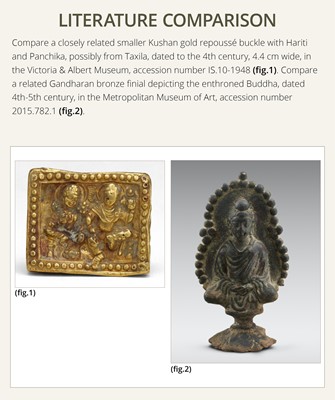 Lot 98 - A GOLD REPOUSSÉ ‘CROWNED BUDDHA’ PENDANT, ANCIENT REGION OF GANDHARA
