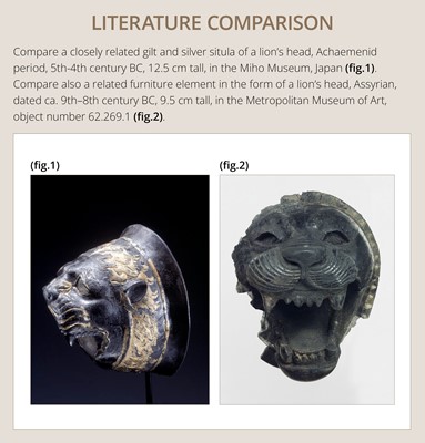 Lot 90 - A SILVER ‘LION HEAD’ PROTOME, NEO-ASSYRIAN TO EARLY ACHAEMENID DYNASTY