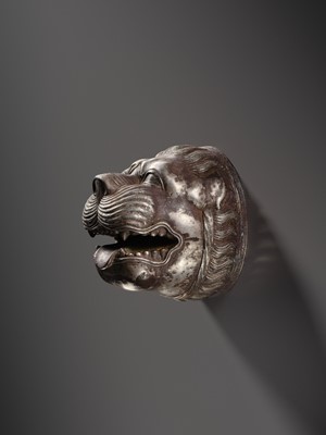 Lot 90 - A SILVER ‘LION HEAD’ PROTOME, NEO-ASSYRIAN TO EARLY ACHAEMENID DYNASTY