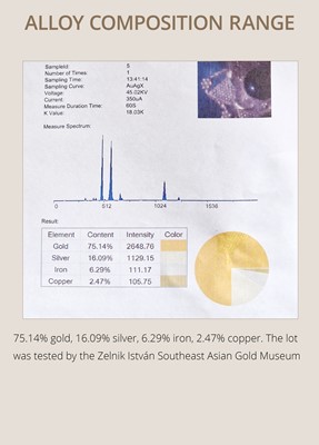 Lot 91 - A PAIR OF LAPIS LAZULI AND GARNET INLAID GOLD ‘AMPHORA’ EARRINGS, TAXILA, INDO-GREEK RULE, HELLENISTIC PERIOD