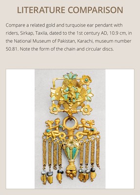 Lot 92 - A PAIR OF GOLD ‘ELEPHANT’ EARRINGS, TAXILA, INDO-GREEK RULE, HELLENISTIC PERIOD