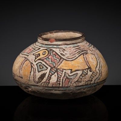 Lot 279 - A RARE POLYCHROME EARTHENWARE ‘LION’ JAR, INDUS VALLEY CIVILIZATION, NAL CULTURE