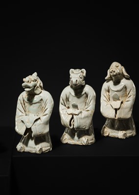 Lot 34 - A FINE COLLECTION OF EIGHTEEN QINGBAI FIGURES, SONG DYNASTY
