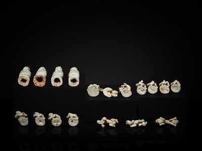 Lot 34 - A FINE COLLECTION OF EIGHTEEN QINGBAI FIGURES, SONG DYNASTY