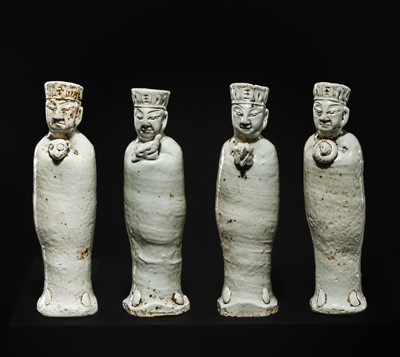 Lot 34 - A FINE COLLECTION OF EIGHTEEN QINGBAI FIGURES, SONG DYNASTY