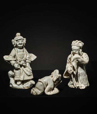 Lot 34 - A FINE COLLECTION OF EIGHTEEN QINGBAI FIGURES, SONG DYNASTY