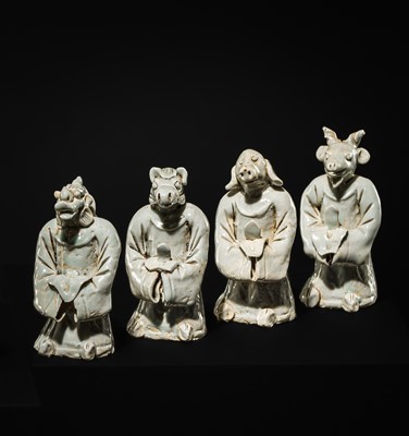 Lot 34 - A FINE COLLECTION OF EIGHTEEN QINGBAI FIGURES, SONG DYNASTY