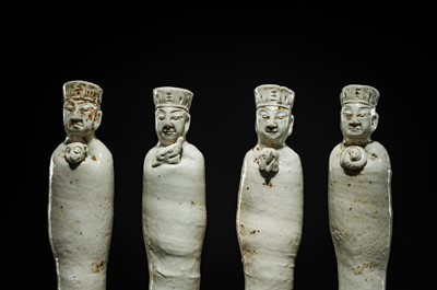 Lot 34 - A FINE COLLECTION OF EIGHTEEN QINGBAI FIGURES, SONG DYNASTY