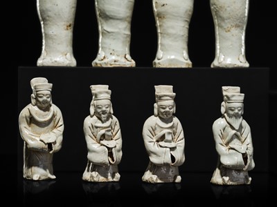 Lot 34 - A FINE COLLECTION OF EIGHTEEN QINGBAI FIGURES, SONG DYNASTY