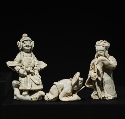 Lot 34 - A FINE COLLECTION OF EIGHTEEN QINGBAI FIGURES, SONG DYNASTY