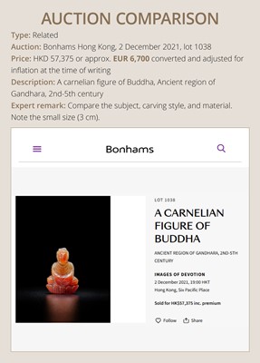 Lot 102 - A FINE LAPIS LAZULI FRAGMENT OF BUDDHA SHAKYAMUNI