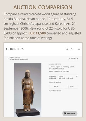 AN EARLY CARVED CYPRESS WOOD FIGURE OF AMIDA NYORAI, HEIAN PERIOD