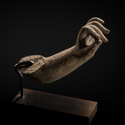 Lot 393 - A SANDSTONE HAND OF A DEITY, SOUTHEAST ASIA, CIRCA 1ST MILLENNIUM CE