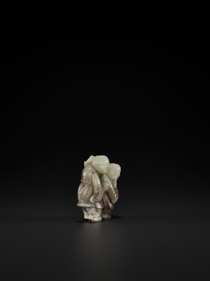 Lot 65 - A WHITE AND GRAY JADE ‘HEHE ERXIAN’ GROUP, 17TH CENTURY