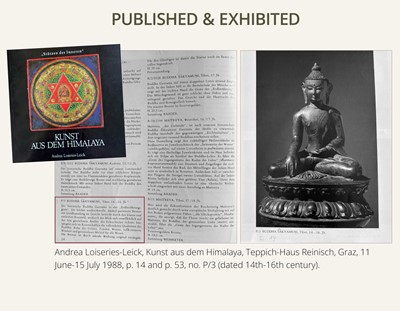 Lot 11 - AN IMPORTANT PARCEL-GILT COPPER ALLOY FIGURE OF BUDDHA SHAKYAMUNI, TIBET, 13TH-14TH CENTURY