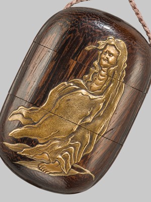 Lot 138 - A TWO-CASE TAGAYASAN WOOD AND LACQUER INRO WITH ONO NO KOMACHI