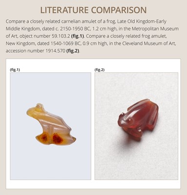 Lot 42 - A CARNELIAN ‘FROG’ AMULET, HEQET, LATE PERIOD TO PTOLEMAIC ERA