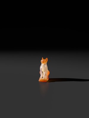 Lot 38 - A CARNELIAN ‘CAT’ AMULET, BASTET, LATE PERIOD TO PTOLEMAIC ERA