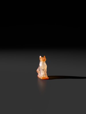 Lot 38 - A CARNELIAN ‘CAT’ AMULET, BASTET, LATE PERIOD TO PTOLEMAIC ERA