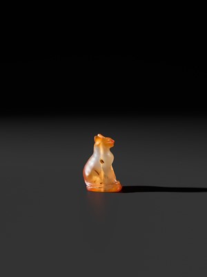 Lot 38 - A CARNELIAN ‘CAT’ AMULET, BASTET, LATE PERIOD TO PTOLEMAIC ERA