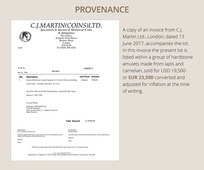 Lot 38 - A CARNELIAN ‘CAT’ AMULET, BASTET, LATE PERIOD TO PTOLEMAIC ERA