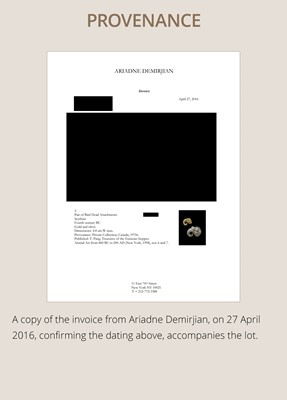 Lot 89 - TWO BIRD HEAD APPLIQUÉS, ONE GOLD AND ONE SILVER, SCYTHIAN, 4TH CENTURY BC