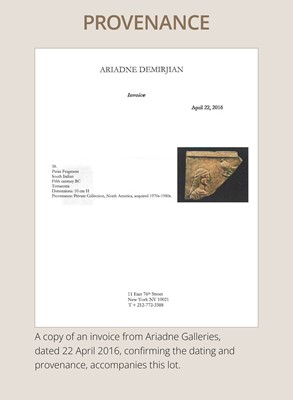 Lot 68 - A GREEK PINAX FRAGMENT OF KORE PERSEPHONE, 5TH CENTURY BC