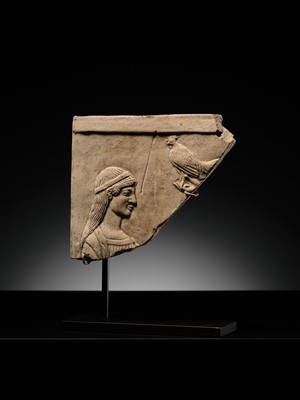Lot 68 - A GREEK PINAX FRAGMENT OF KORE PERSEPHONE, 5TH CENTURY BC
