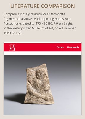 Lot 68 - A GREEK PINAX FRAGMENT OF KORE PERSEPHONE, 5TH CENTURY BC