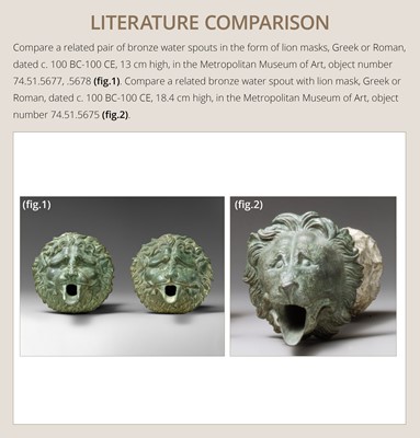 Lot 77 - A ROMAN BRONZE WATER SPOUT DEPICTING PAN, PROBABLY FROM A NYMPHAEUM, CIRCA 1ST–2ND CENTURY