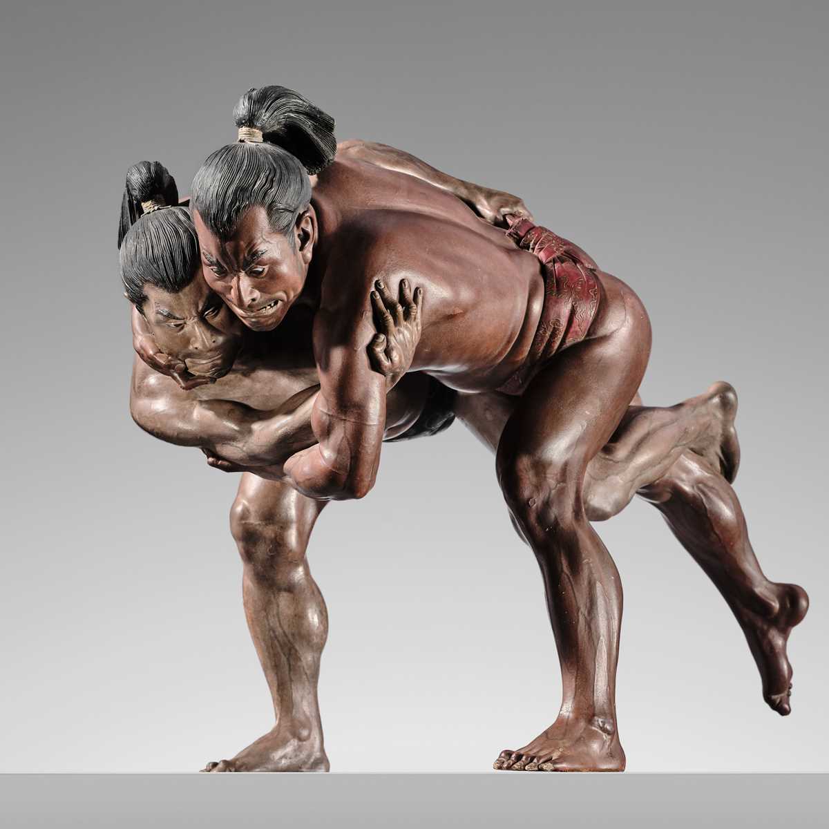 Lot 257 - YAMAMOTO: A MASTERFUL IKI-NINGYO (LIVING DOLL) OF RIKISHI (SUMO WRESTLERS)