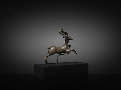 Lot 74 - A FINE BRONZE LEAPING STAG, ROMAN, CIRCA 1ST-2ND CENTURY