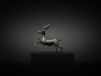 Lot 74 - A FINE BRONZE LEAPING STAG, ROMAN, CIRCA 1ST-2ND CENTURY
