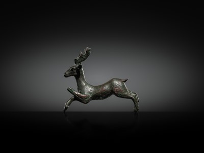 Lot 74 - A FINE BRONZE LEAPING STAG, ROMAN, CIRCA 1ST-2ND CENTURY