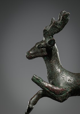 Lot 74 - A FINE BRONZE LEAPING STAG, ROMAN, CIRCA 1ST-2ND CENTURY