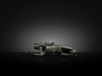 Lot 74 - A FINE BRONZE LEAPING STAG, ROMAN, CIRCA 1ST-2ND CENTURY