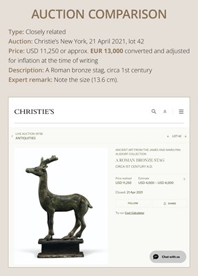 Lot 74 - A FINE BRONZE LEAPING STAG, ROMAN, CIRCA 1ST-2ND CENTURY