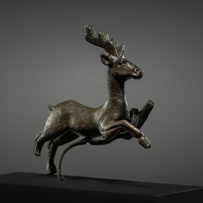 Lot 74 - A FINE BRONZE LEAPING STAG, ROMAN, CIRCA 1ST-2ND CENTURY