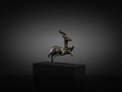 Lot 74 - A FINE BRONZE LEAPING STAG, ROMAN, CIRCA 1ST-2ND CENTURY
