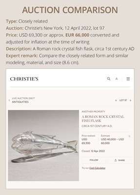 Lot 81 - A SUPERB ROMAN ROCK CRYSTAL ‘FISH’ FLASK, CIRCA 1ST CENTURY AD