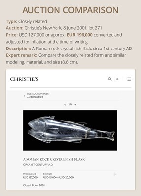 Lot 81 - A SUPERB ROMAN ROCK CRYSTAL ‘FISH’ FLASK, CIRCA 1ST CENTURY AD