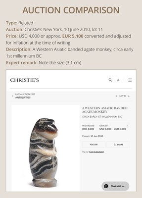 Lot 82 - AN AGATE AMULET IN THE FORM OF A LION-HEADED EAGLE, IMDUGUD, WESTERN ASIA, CIRCA THIRD MILLENNIUM BC