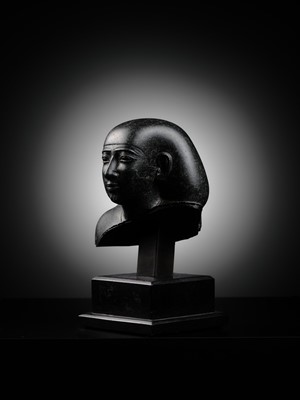 Lot 9 - AN INSCRIBED DIORITE BUST OF A ‘SOLE COMPANION’, SAITE PERIOD, DYNASTY XXVI